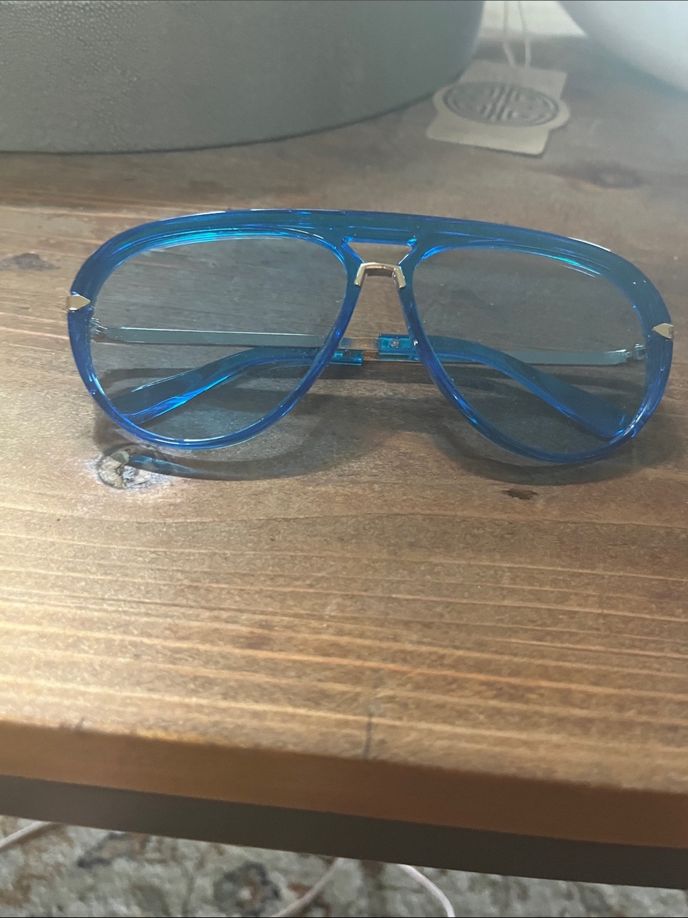 Blue Women's Aviator Sunglasses - Transparent Blue Frame